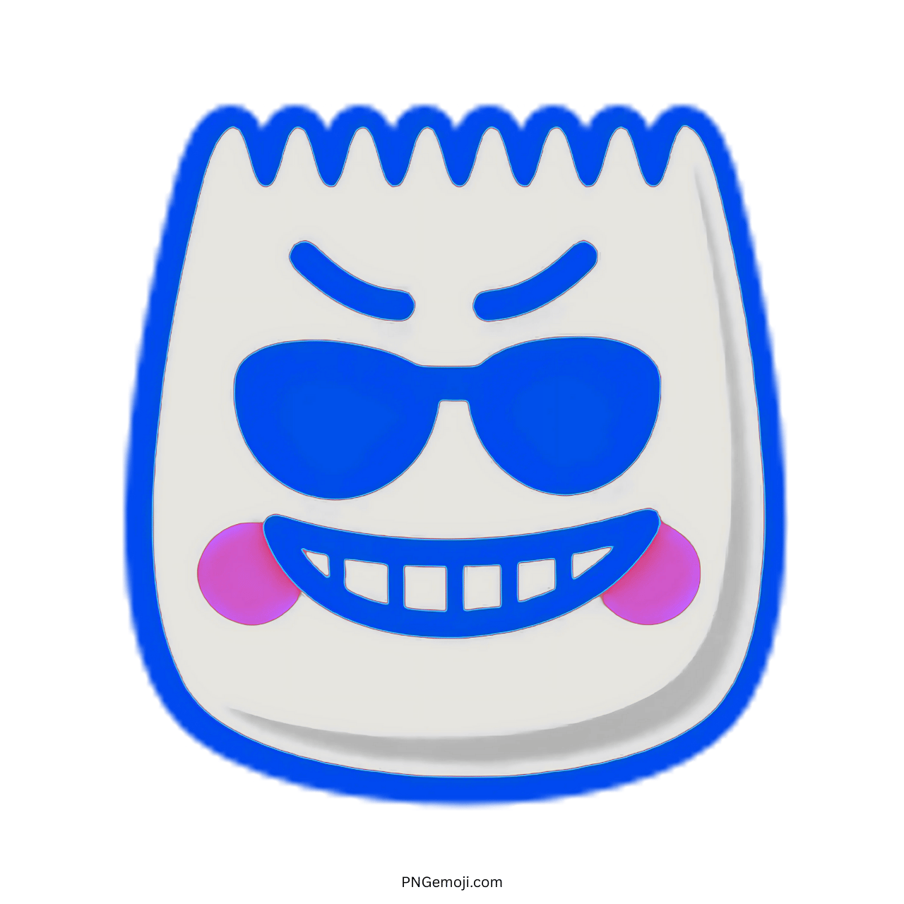 Cool TikTok Emoji with sunglasses and a cheeky grin in blue outline