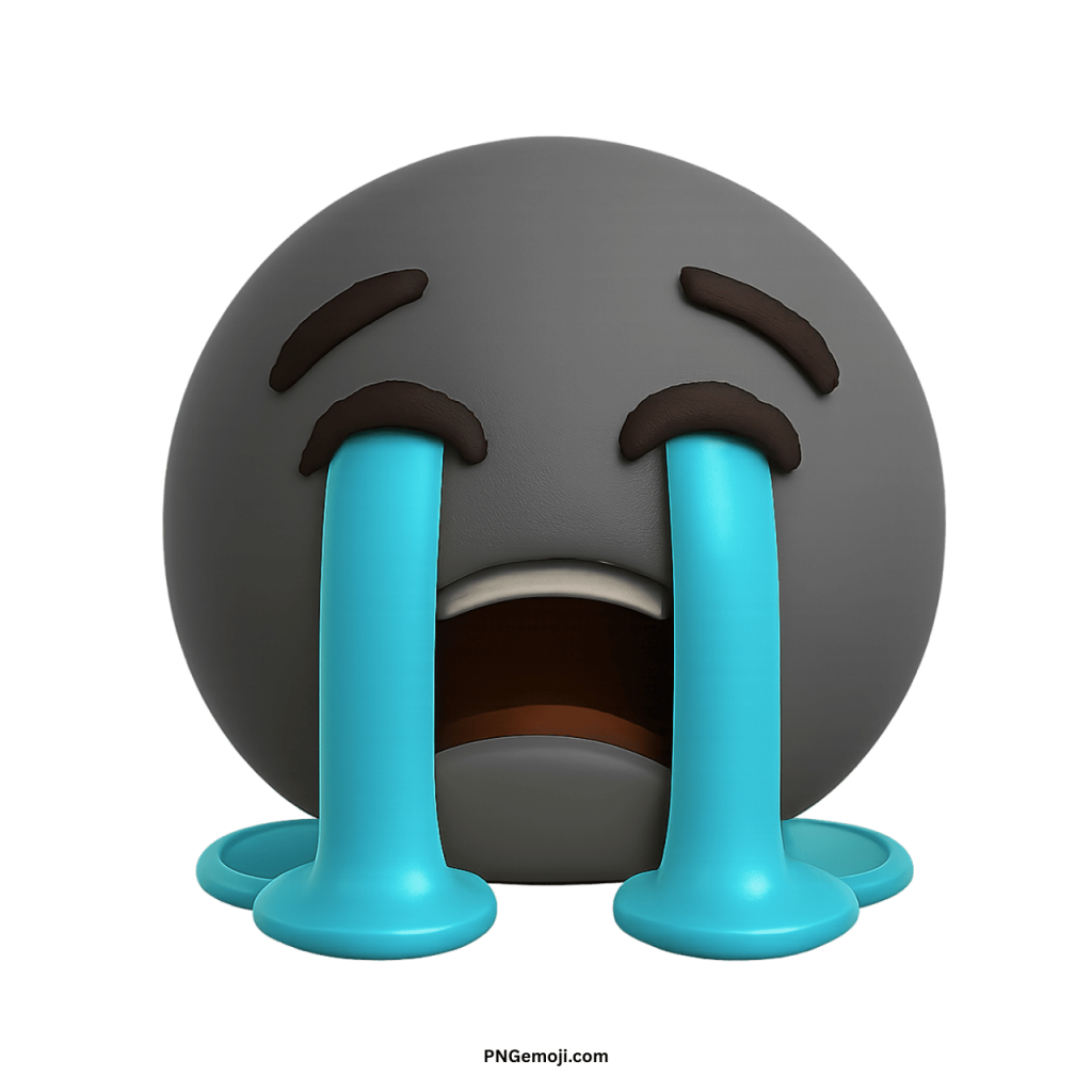 3D crying emoji with streaming blue tears and sad emotional face
