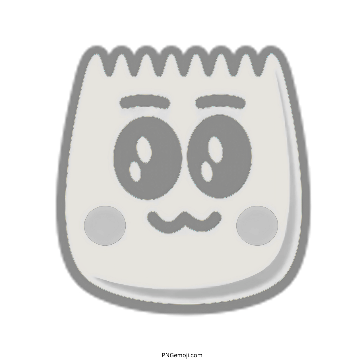 Cute gray TikTok emoji with large eyes and soft cheeks in PNG format