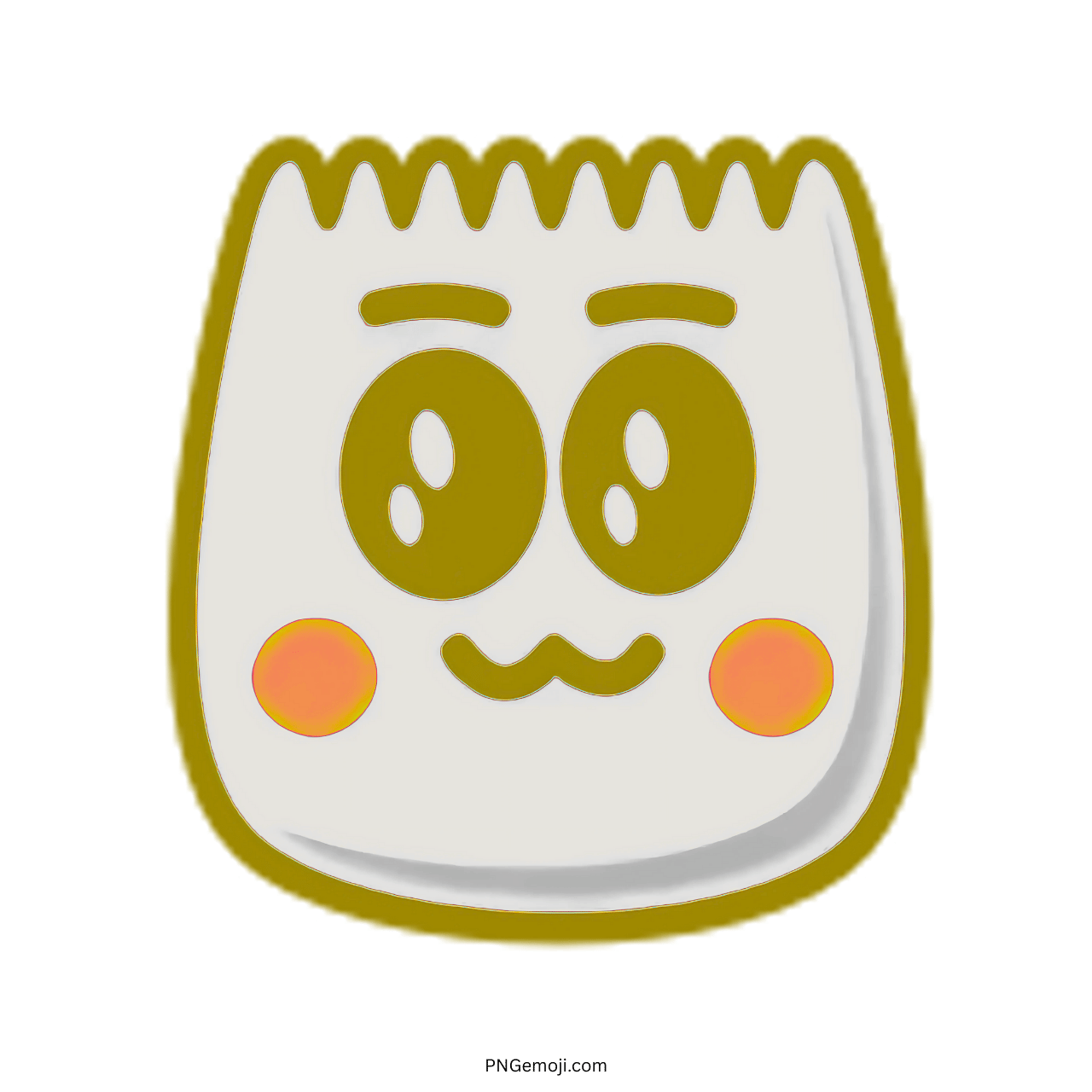 Adorable TikTok emoji with big eyes and rosy cheeks in PNG format