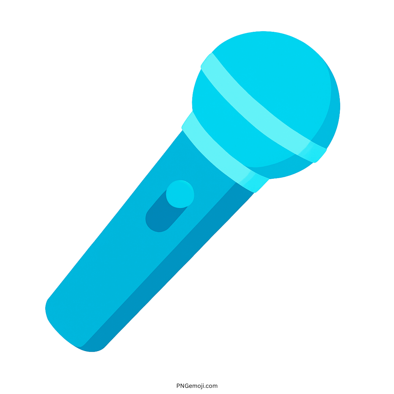 Cyan 3D microphone emoji icon with modern vibrant design and transparent background