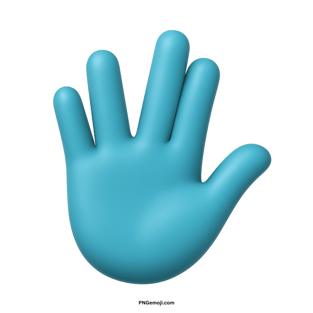 Cyan Vulcan salute emoji hand gesture symbol showing peace, goodwill, respect, and cultural meaning
