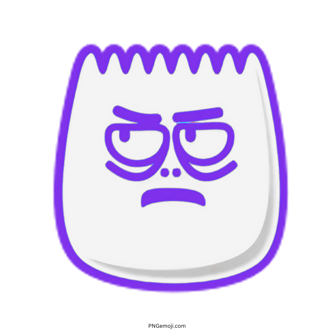 Disdain TikTok emoji with violet frown face and bold outline