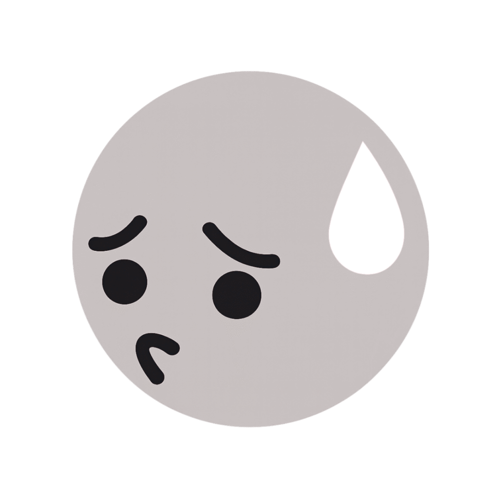  Embarrassed TikTok emoji light grey face with a sweat drop, showing a shy expression.