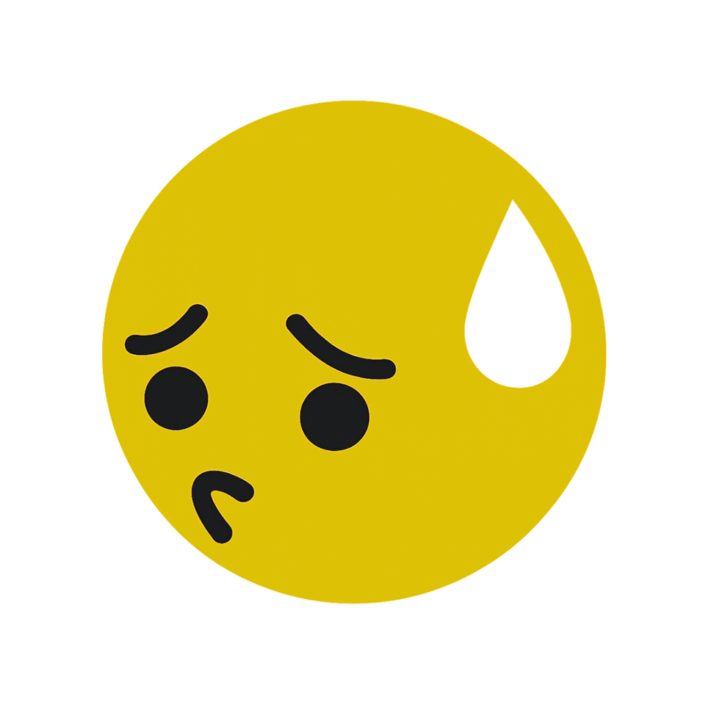 Embarrassed TikTok emoji yellow face with a sweat drop, showing a shy expression.