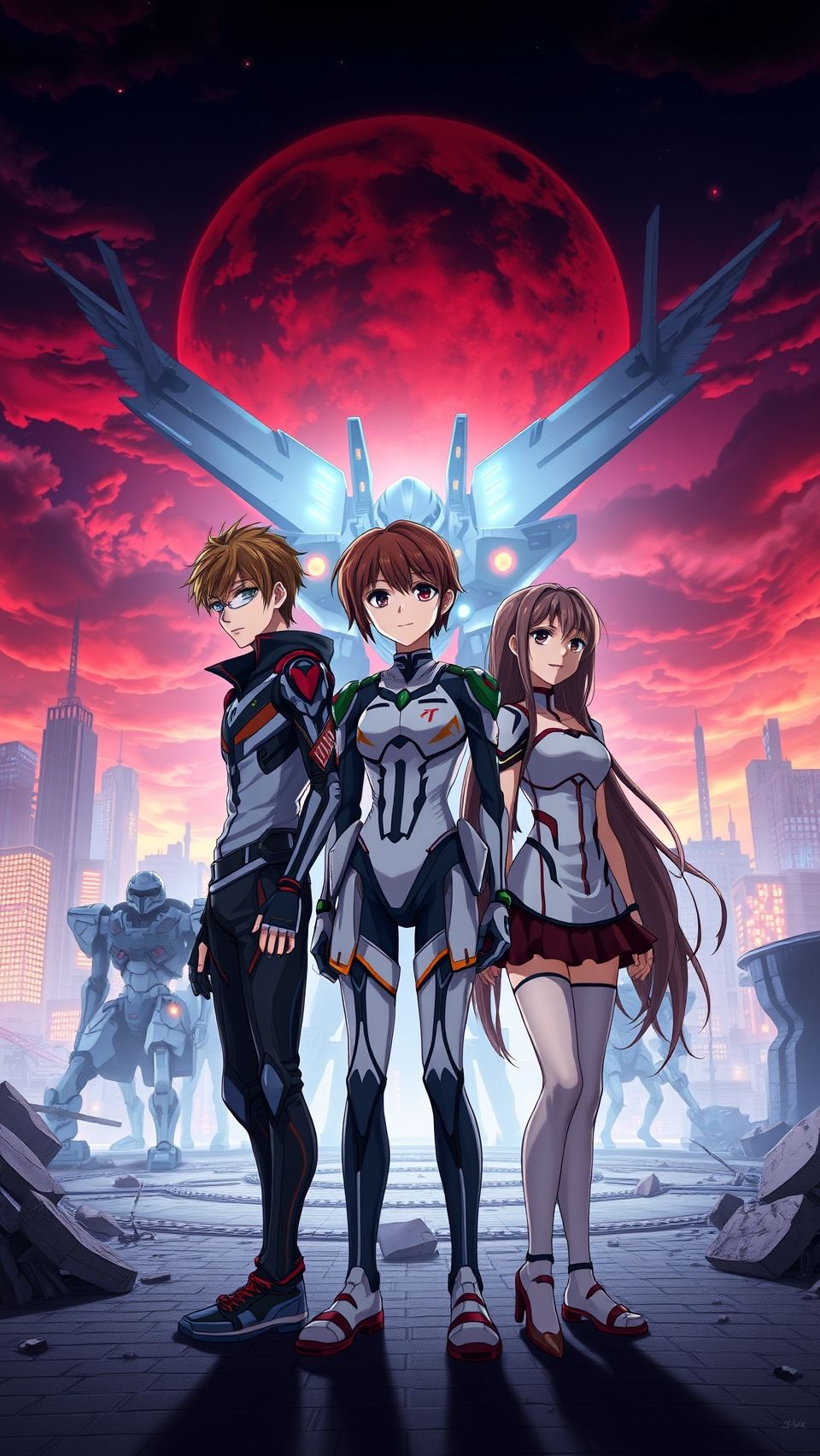 Evangelion 3.0+1.0 Thrice Upon a Time anime wallpaper with characters and mecha background
