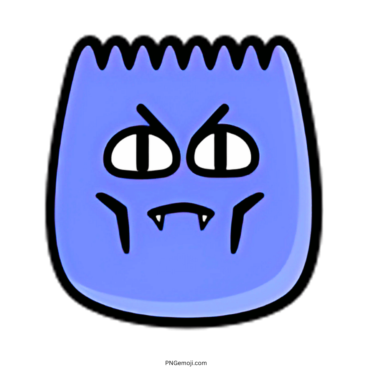 Blue vampire emoji with fangs and angry expression for TikTok content.