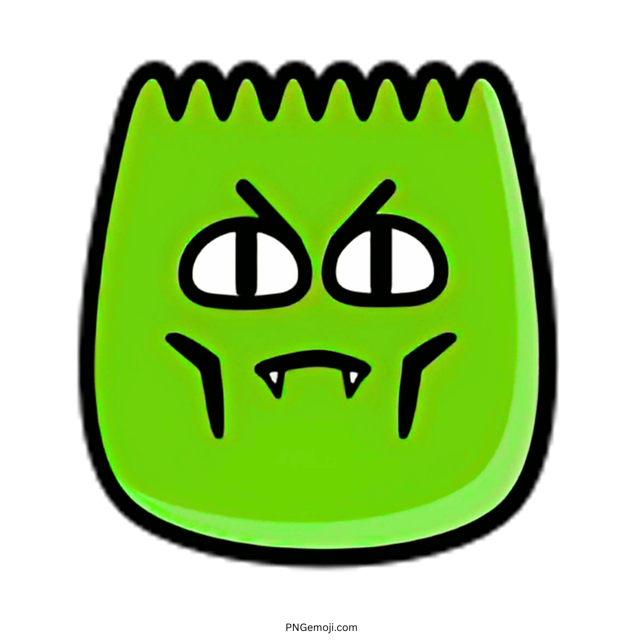 Green vampire emoji with fangs and an angry expression for TikTok content.