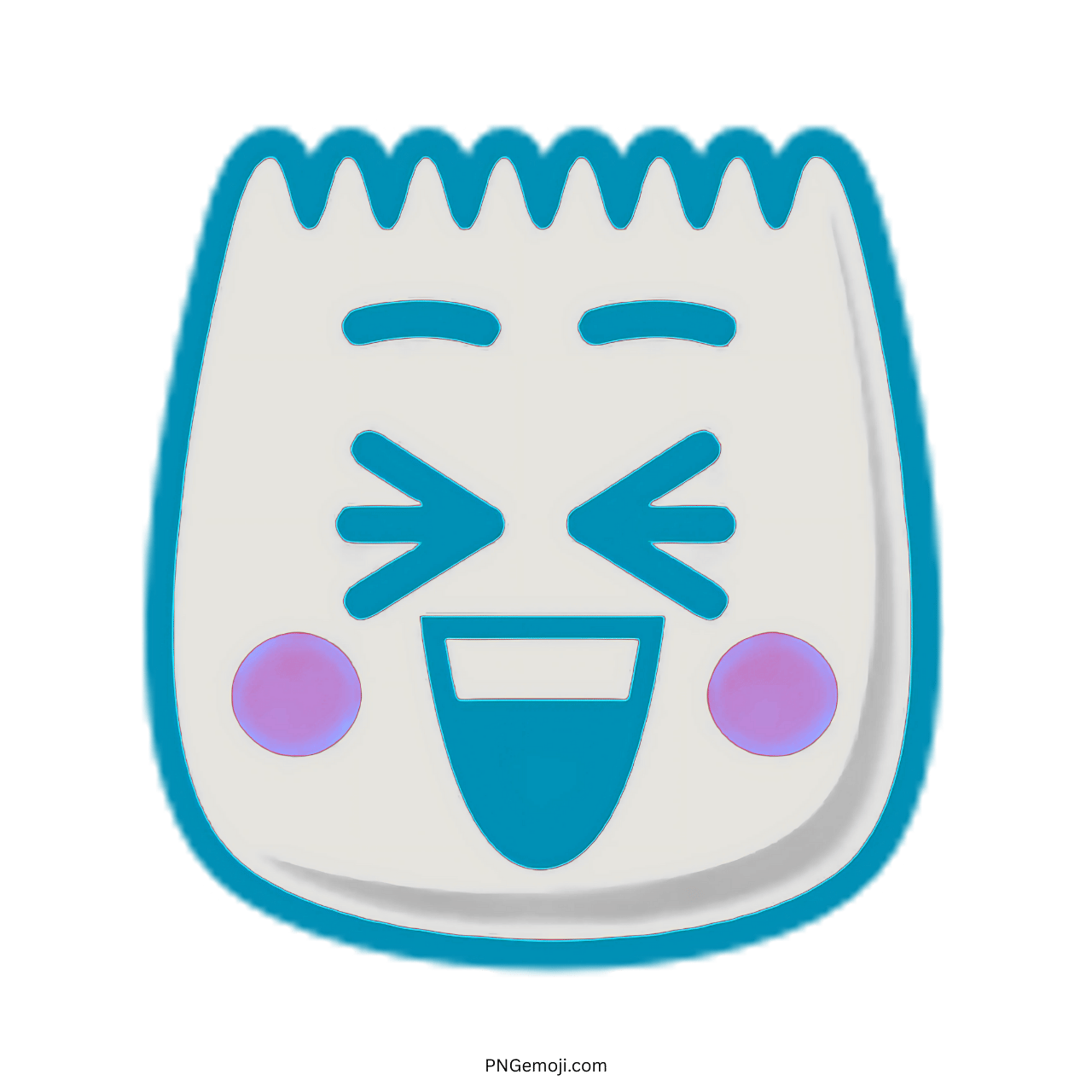 Excited TikTok emoji with blue outline and purple cheeks in 3D PNG
