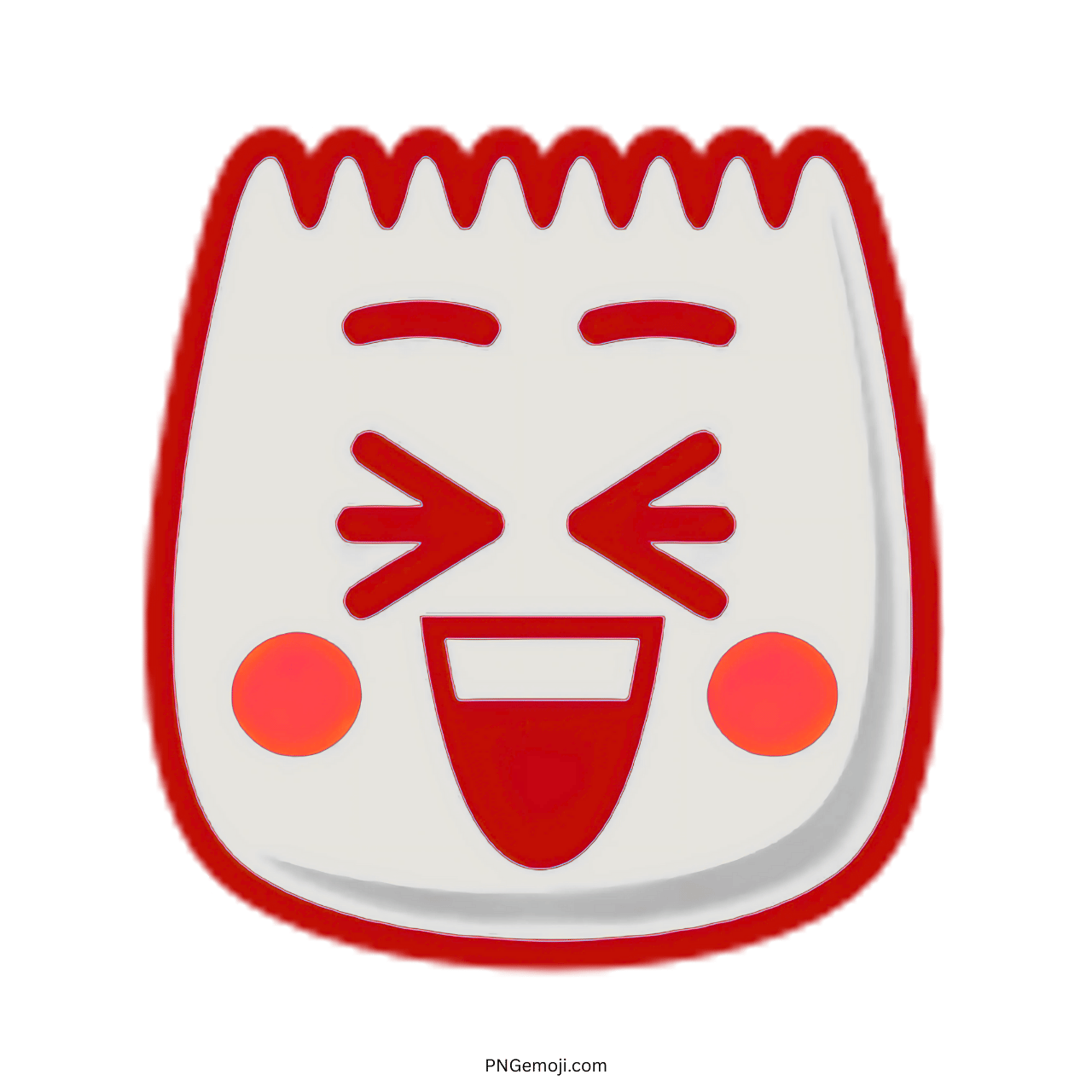 Excited TikTok emoji with red outline and red cheeks in 3D PNG