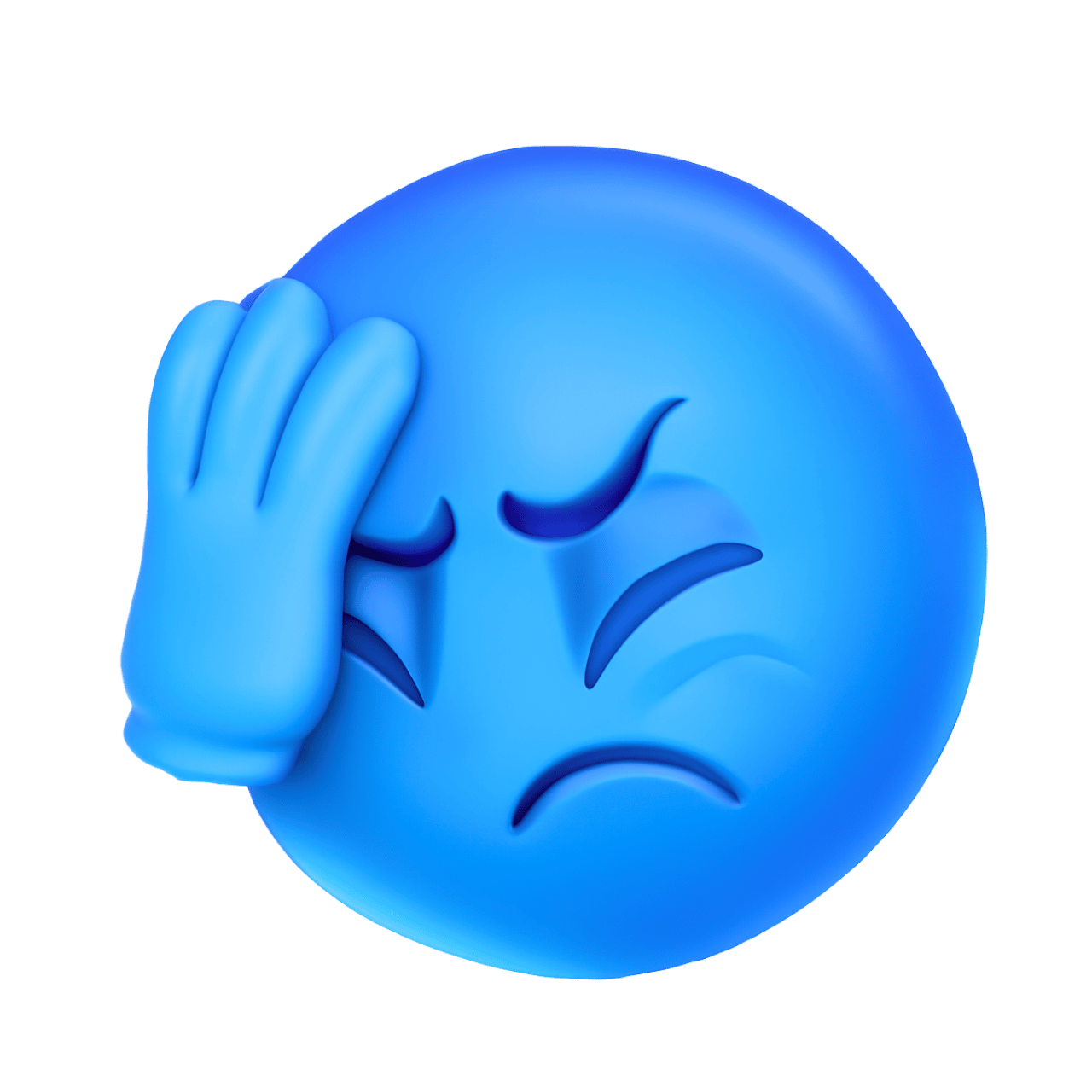 3D blue facepalm emoji showing frustration and disbelief