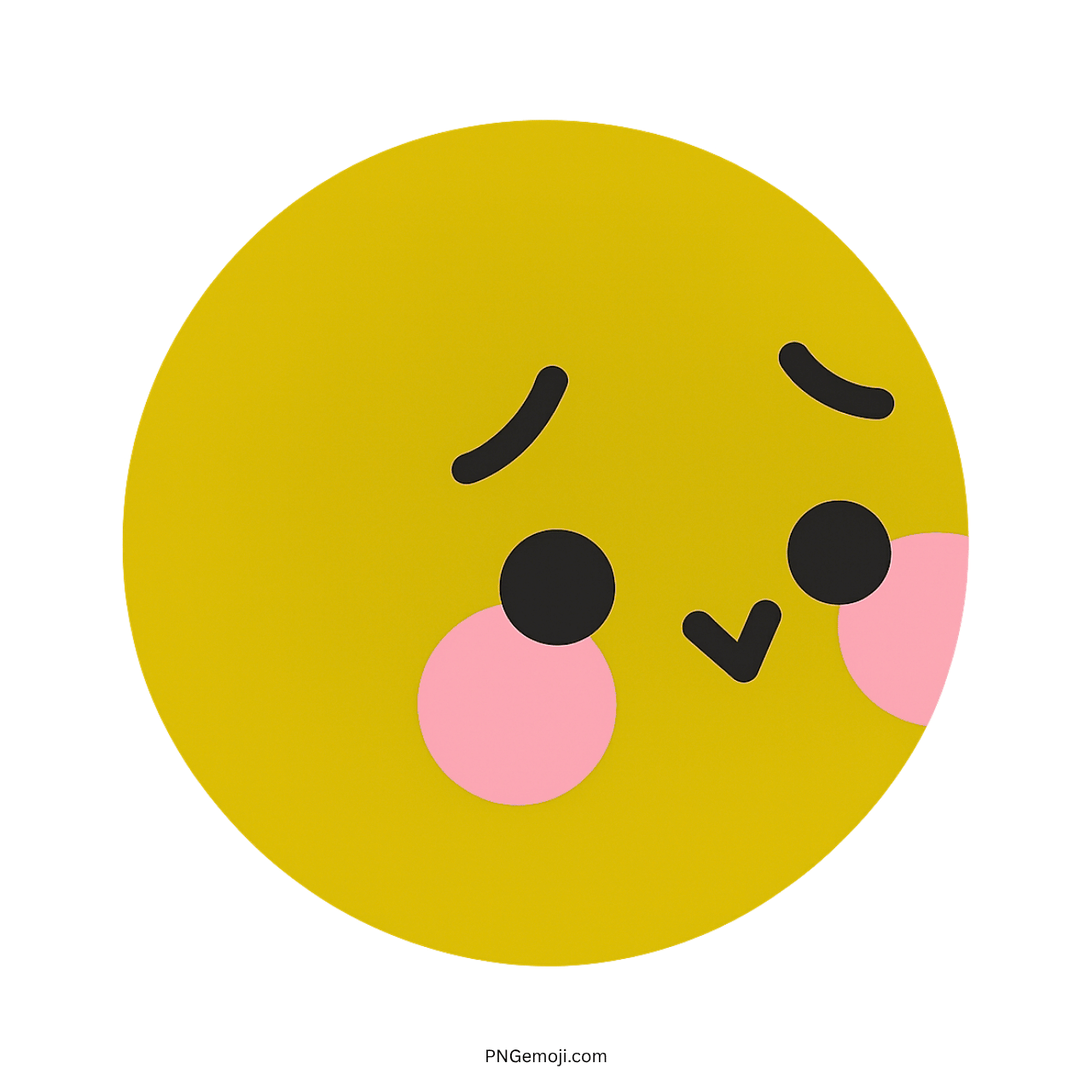 Yellow flushed TikTok emoji with shy blushing cheeks and cute facial expression PNG