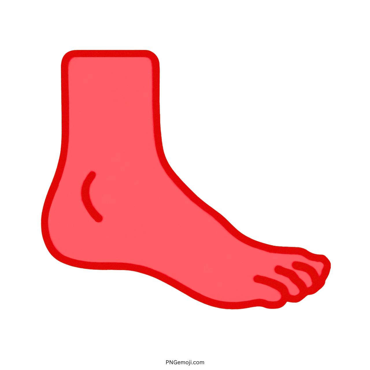 3D foot emoji with red outline and pink fill, transparent background