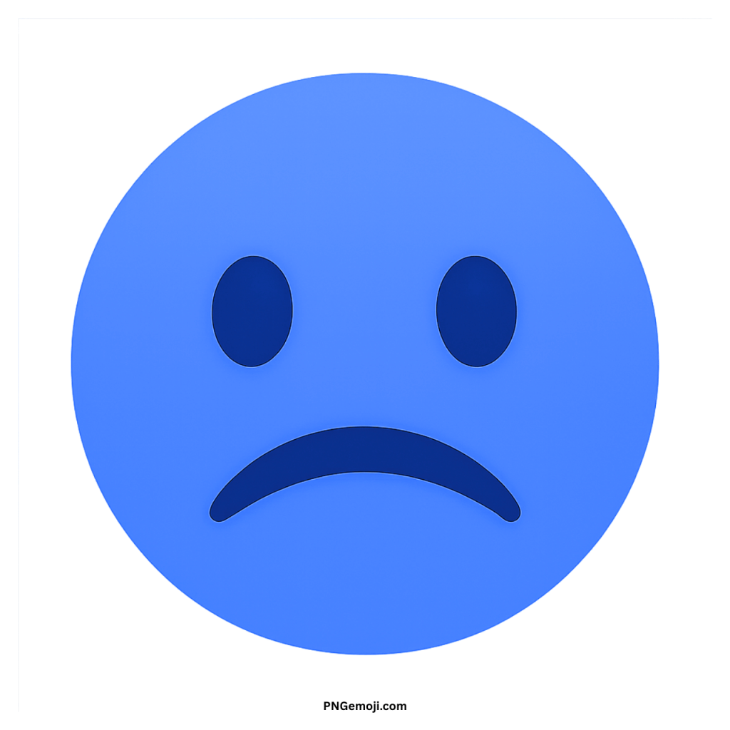 Blue frowning face emoji symbol showing sadness, disappointment, or negative emotional expression