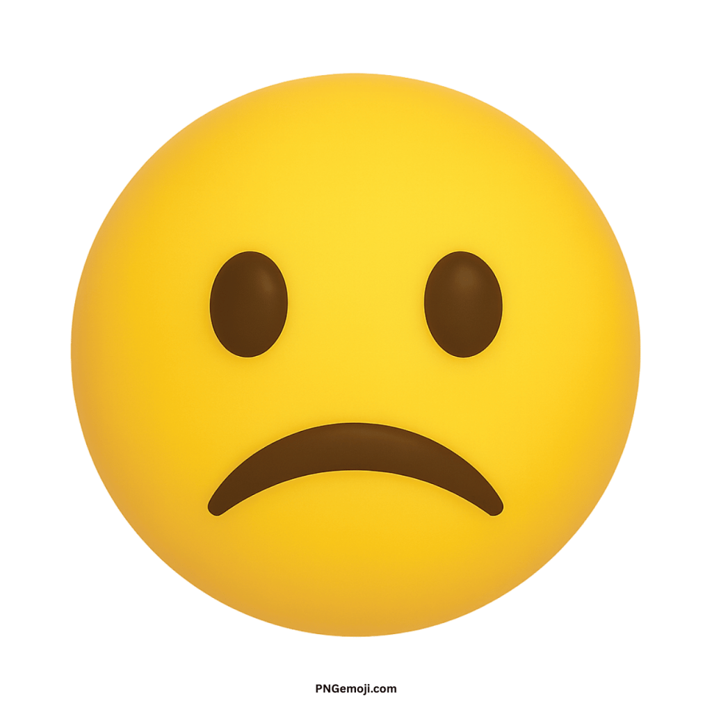 Frowning face emoji showing sad expression on yellow smiley round face illustration