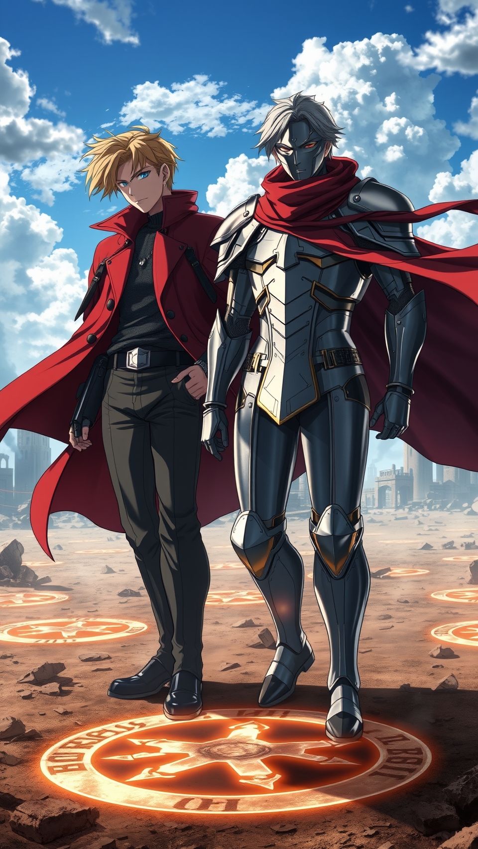Fullmetal Alchemist anime Edward and Alphonse Elric standing on magic circle wallpaper