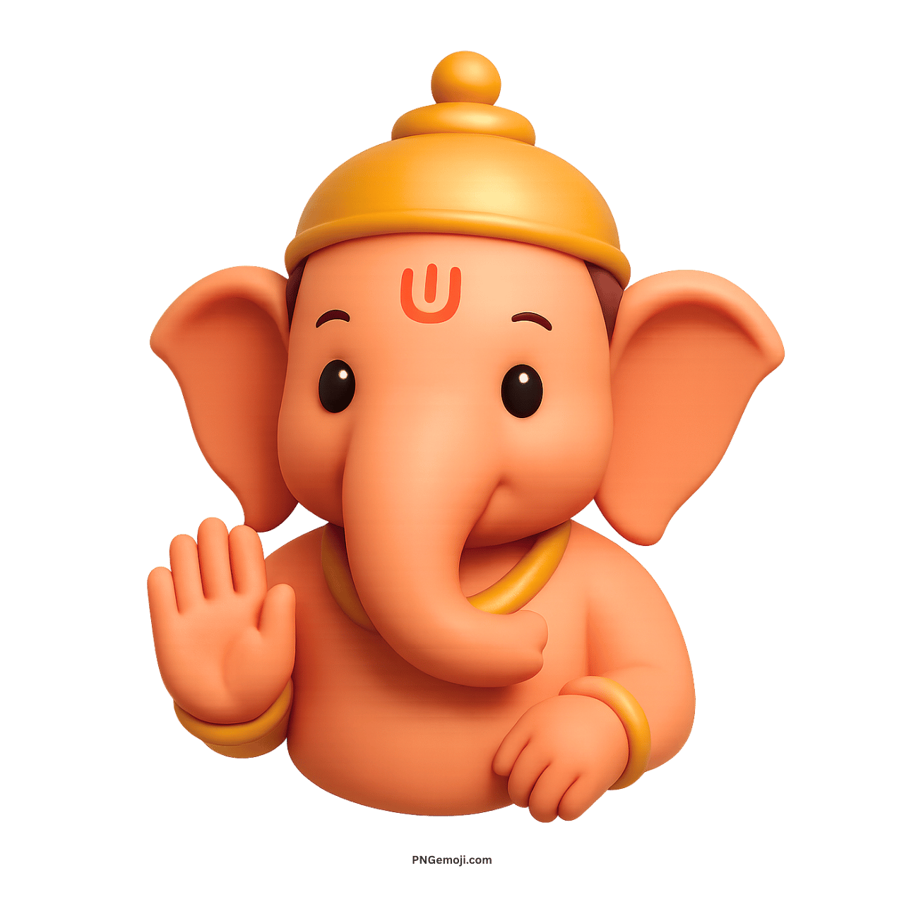 3D orange Ganesh Ji PNG with transparent background free download for digital and festive projects