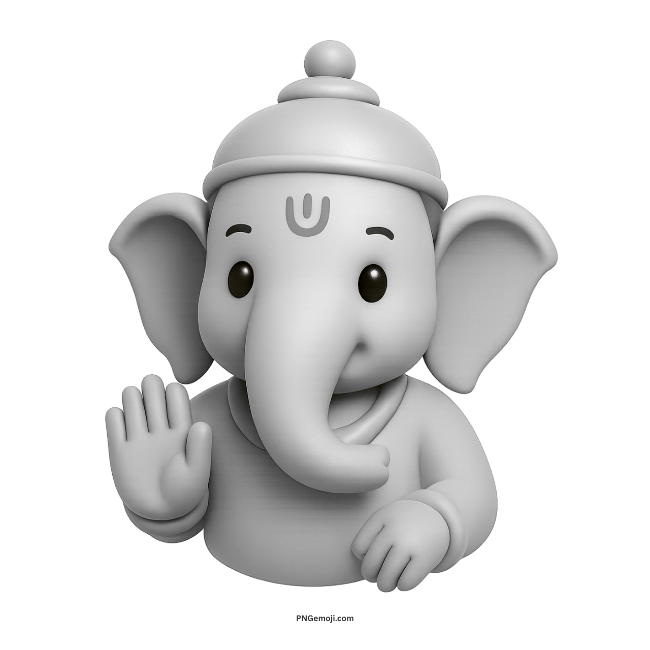 3D white Ganesh Ji PNG with transparent background for wallpapers, banners, and festival greetings