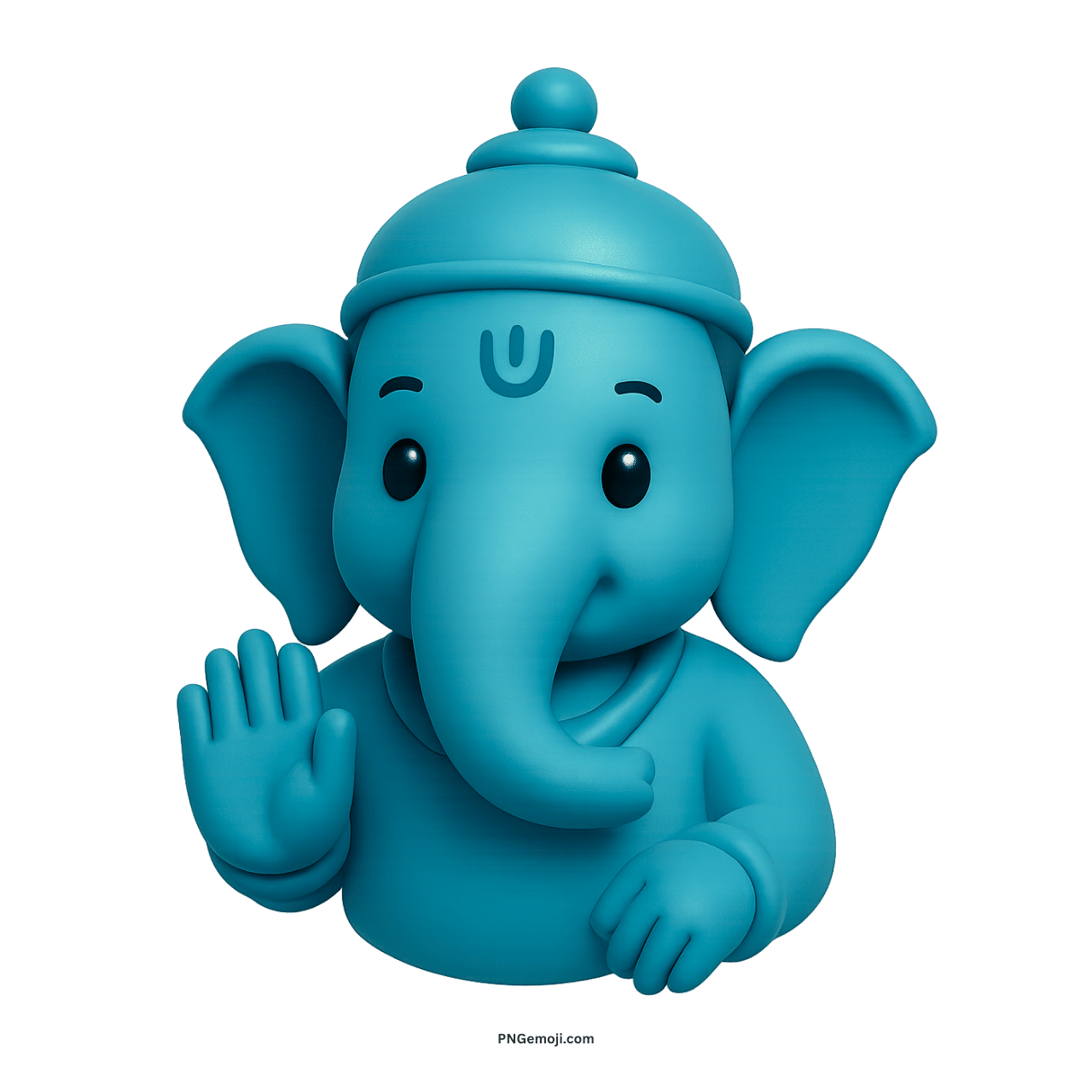 3D blue Ganesh emoji cartoon transparent PNG with blessing hand and cute divine expression