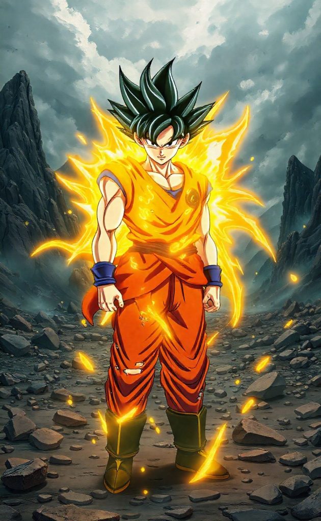 Gohan Dragon Ball Z anime wallpaper with glowing super saiyan aura on battlefield