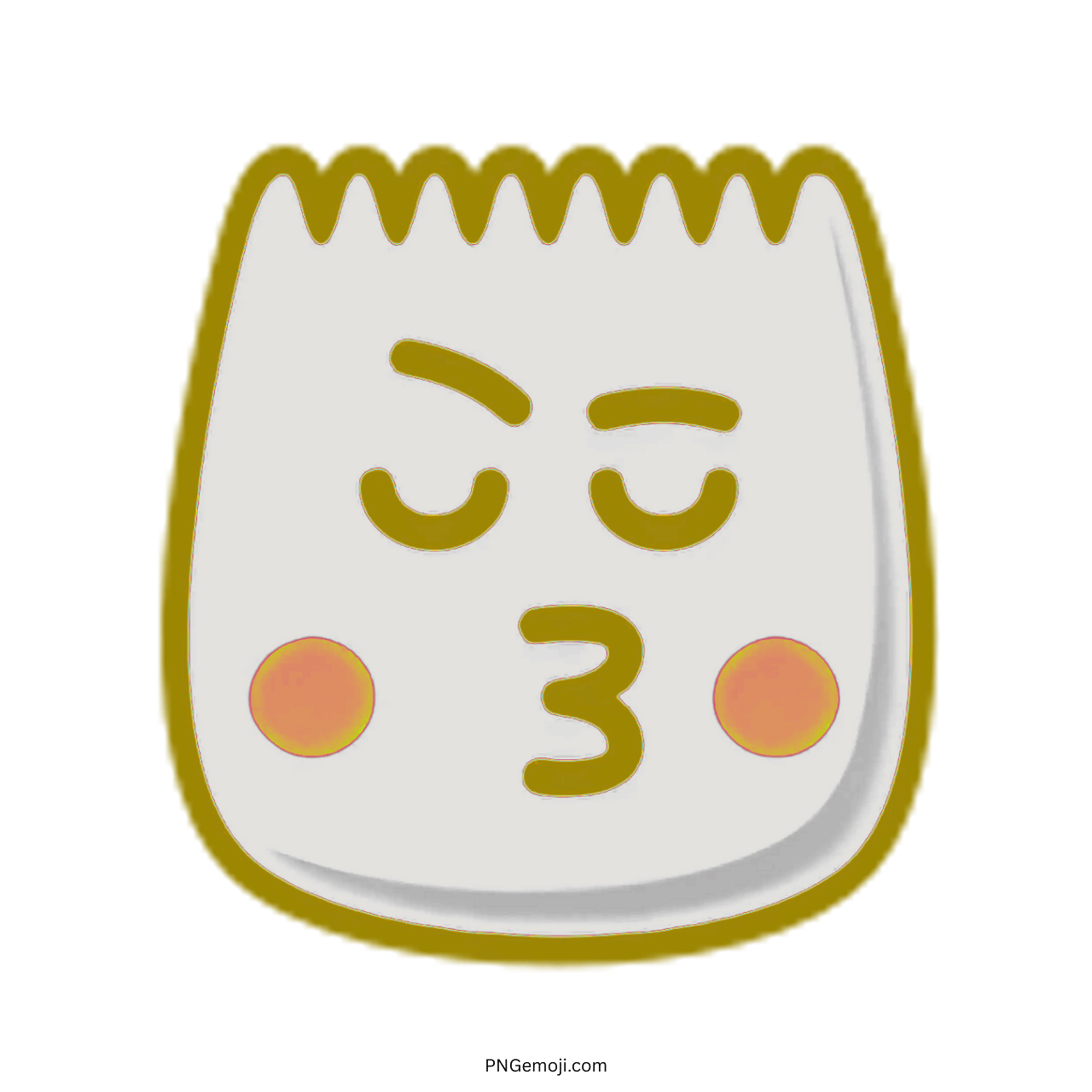 Golden pride TikTok emoji kiss face with blushing cheeks transparent PNG