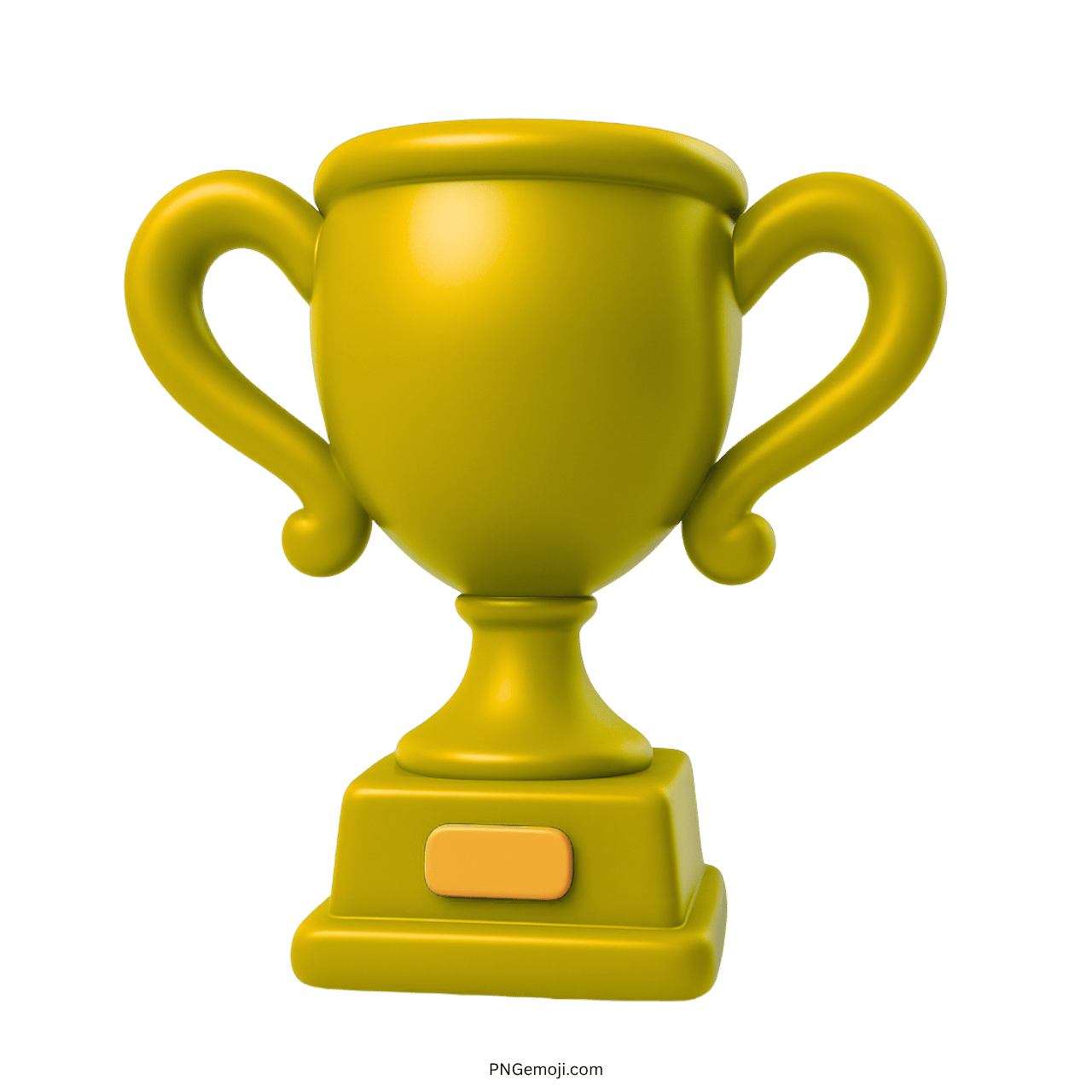 Golden 3D trophy emoji with handles and stand on transparent background PNG