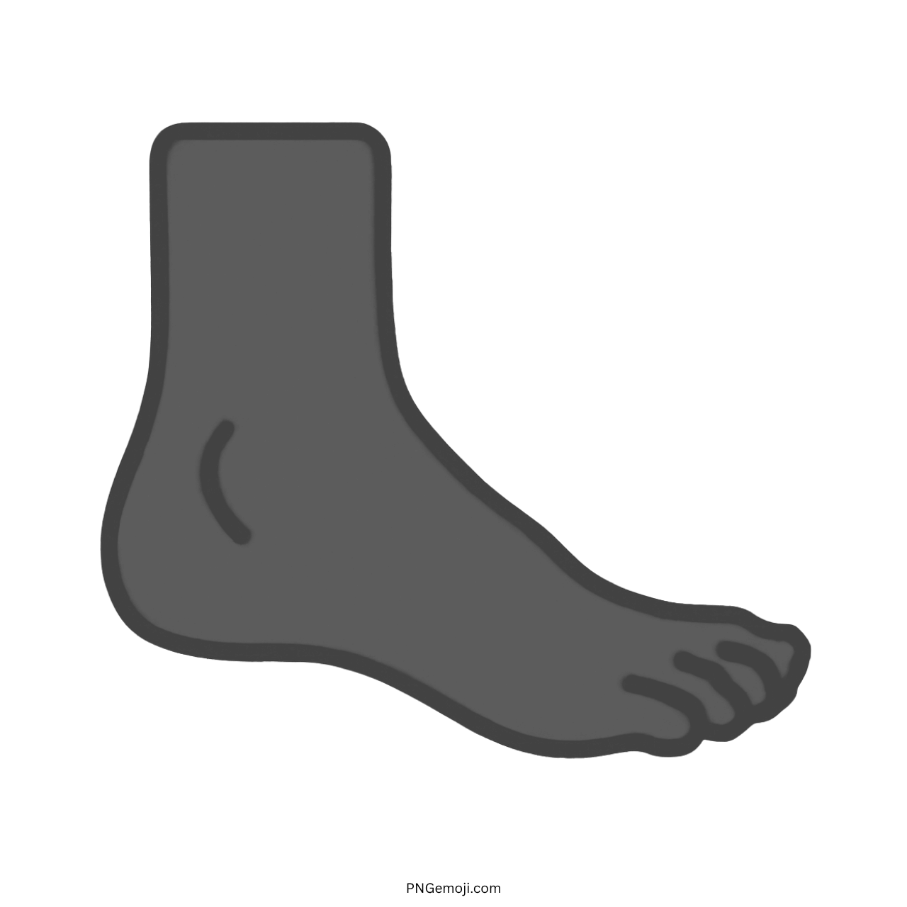 Gray foot emoji with outline and transparent background