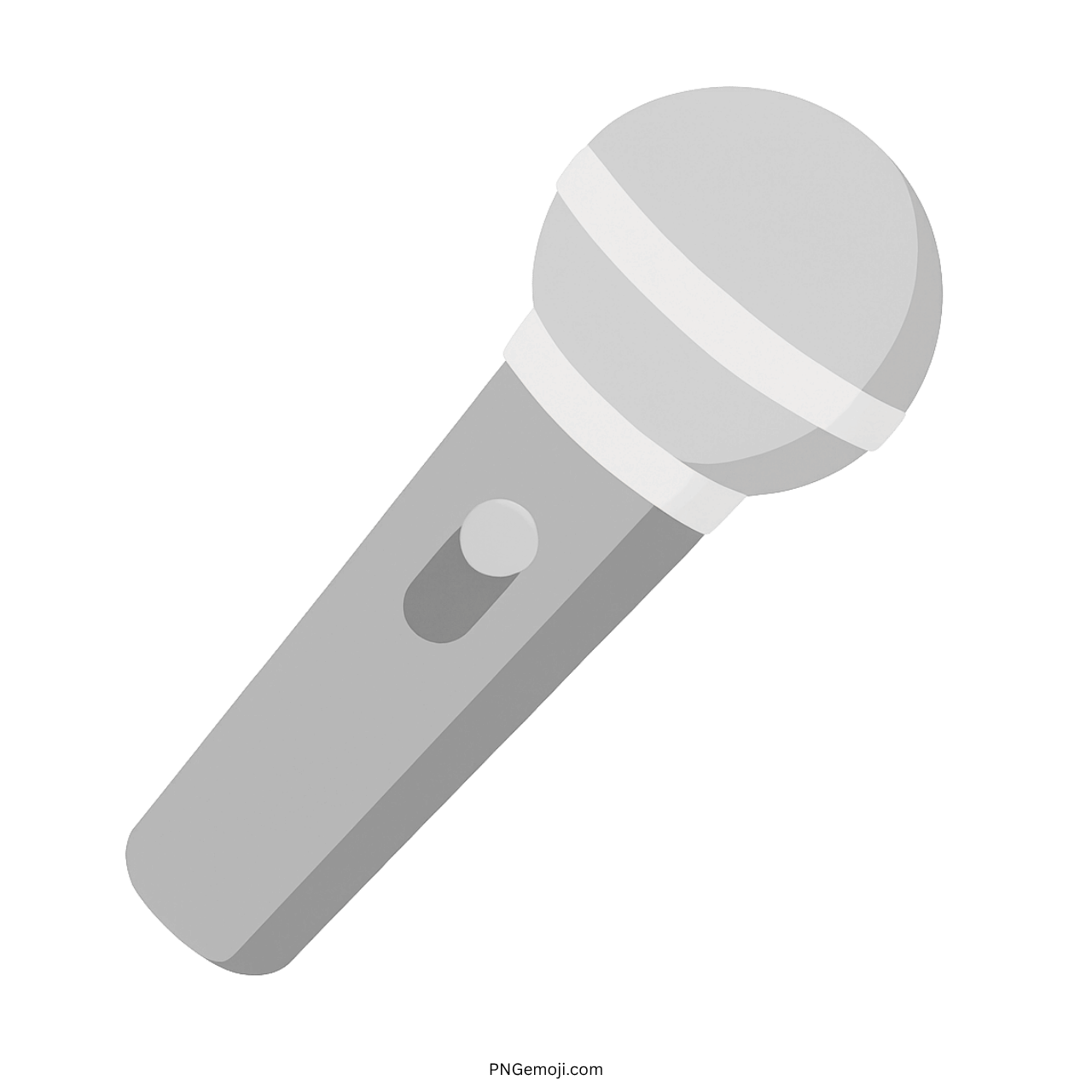 Gray microphone emoji with a simple design, featuring a button and two white bands