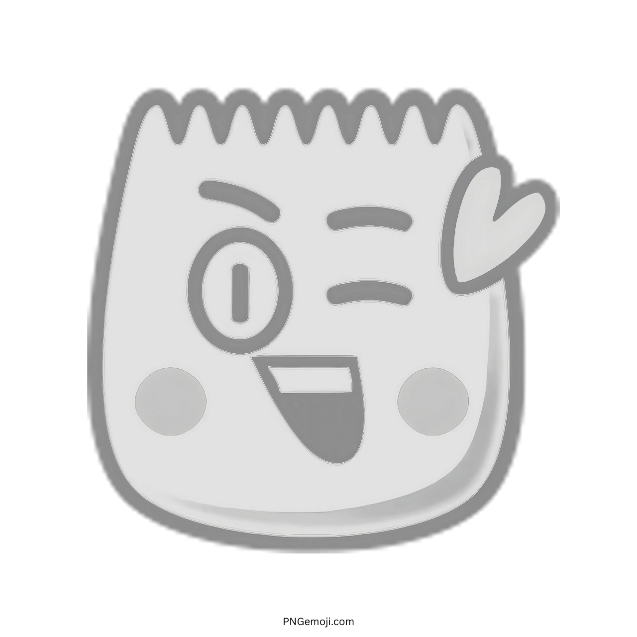 Winking Blink TikTok emoji with heart-shaped white detail and gray outline, cheerful expression.