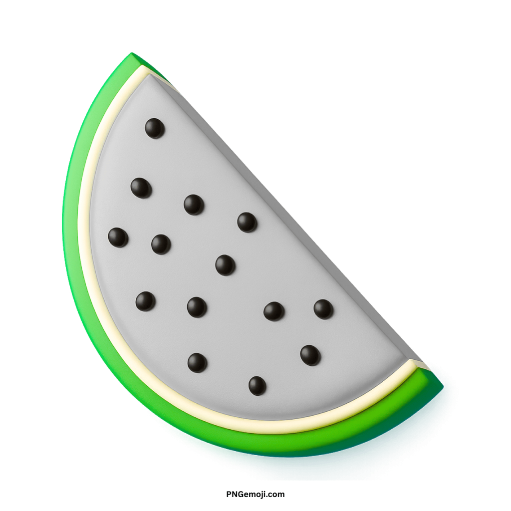Gray watermelon emoji slice with seeds, unique fruit design in modern 3D style