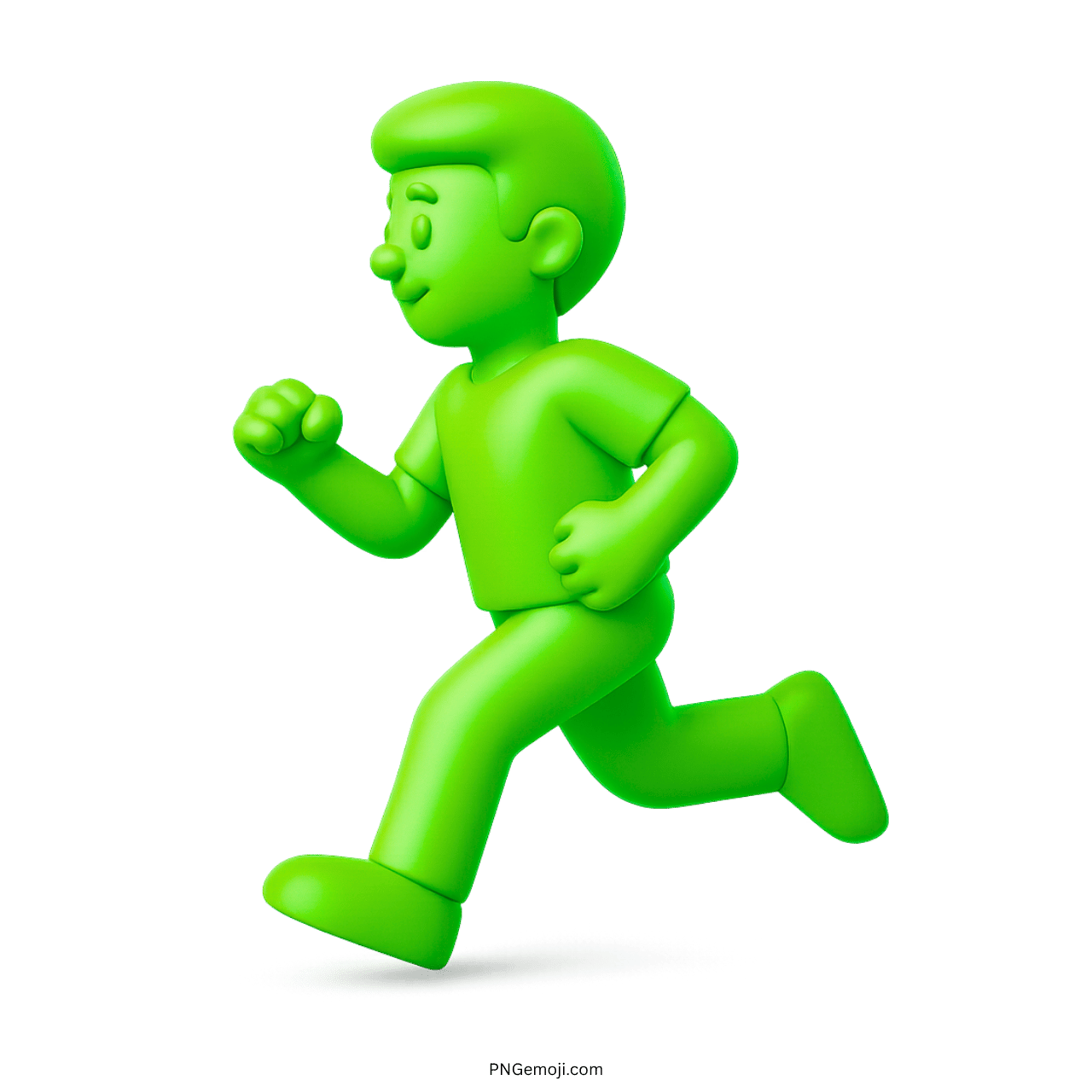 3D green cartoon man running emoji isolated on transparent background illustration