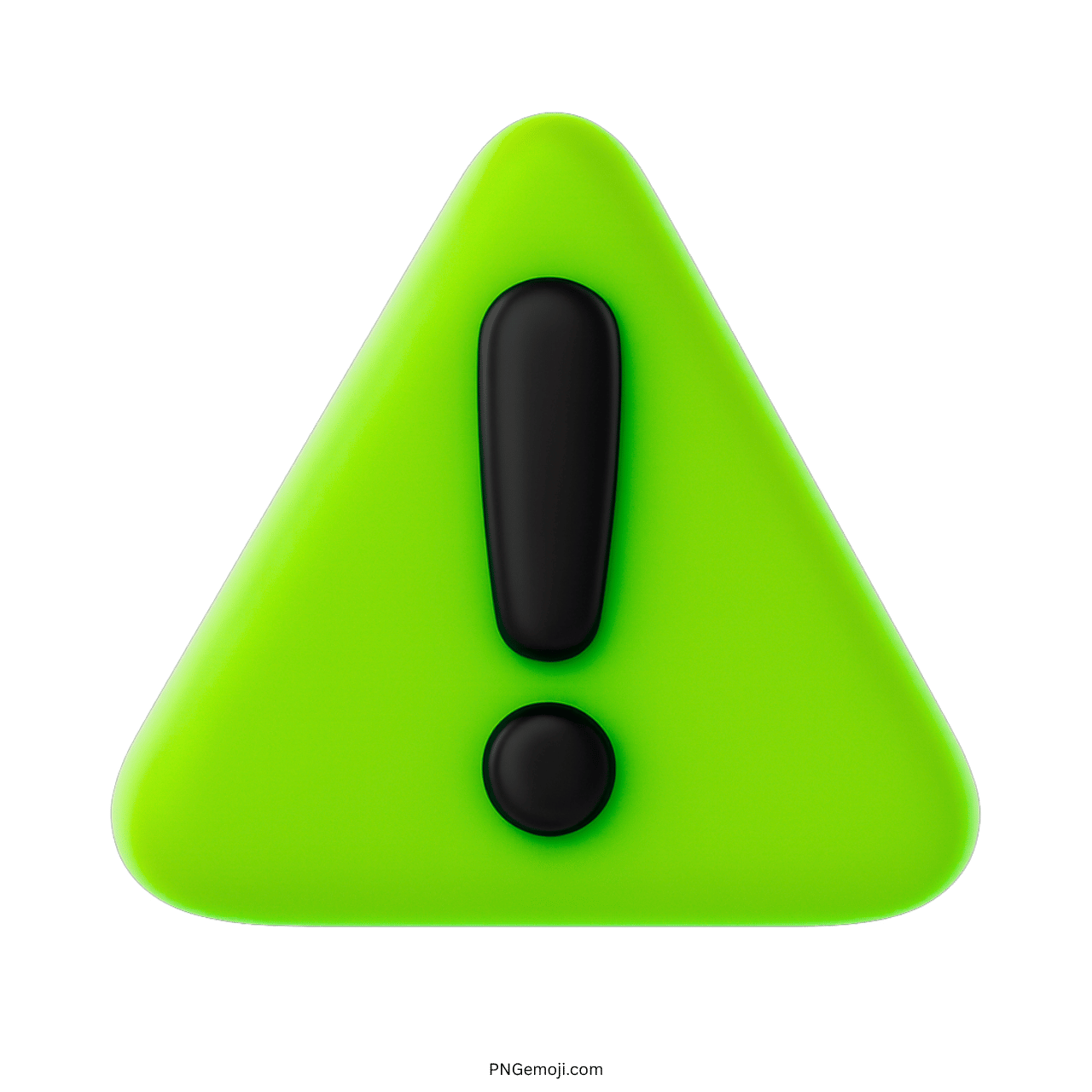 3D green warning triangle emoji with bold black exclamation mark in center.