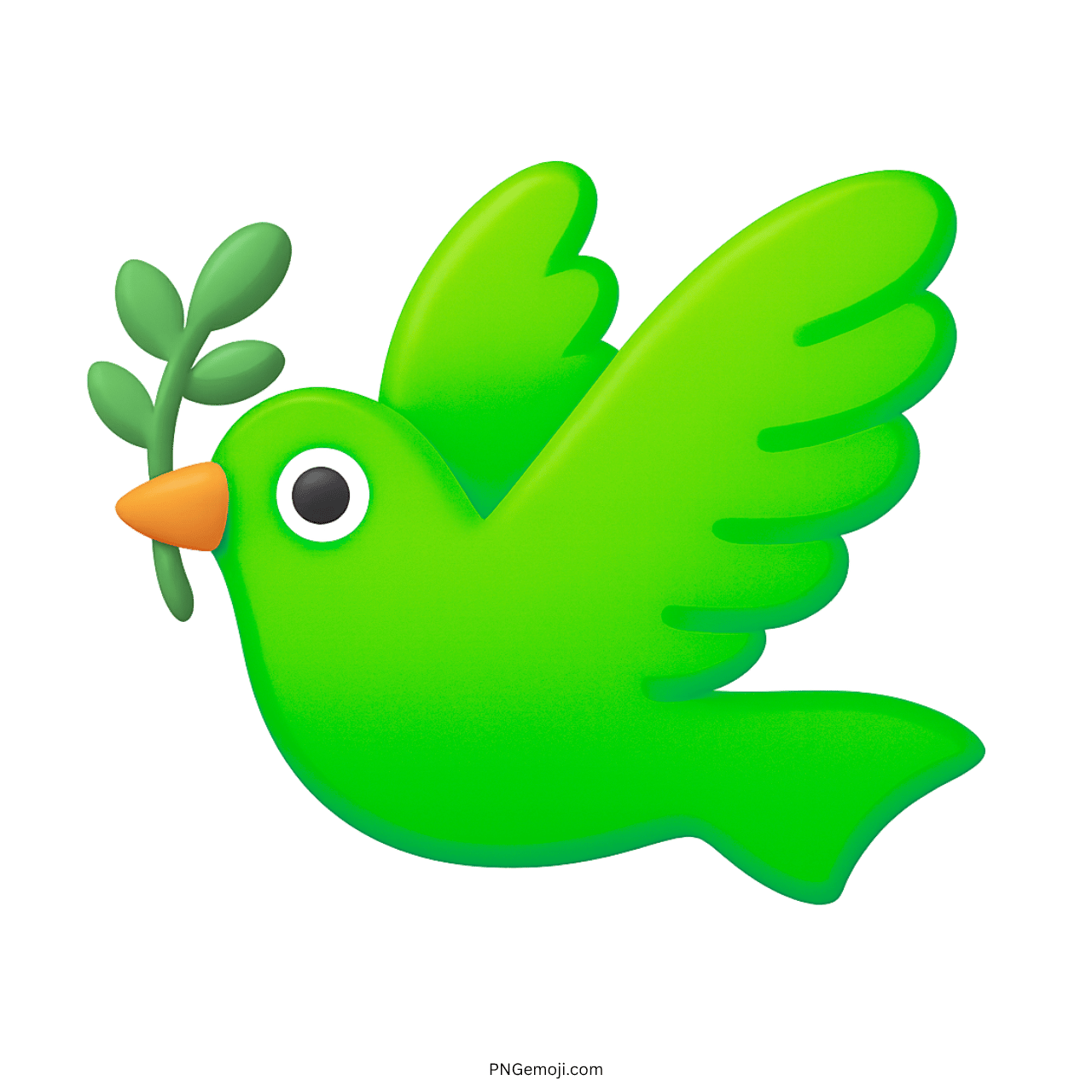 3D green dove emoji with olive branch representing peace, nature, and environmental harmony.