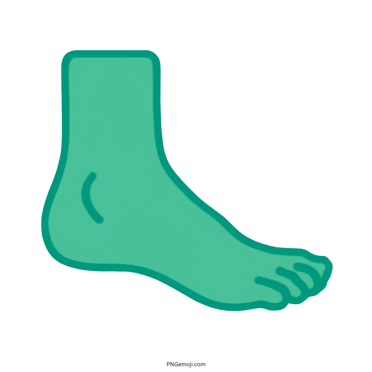 3D green foot emoji with outline, transparent background