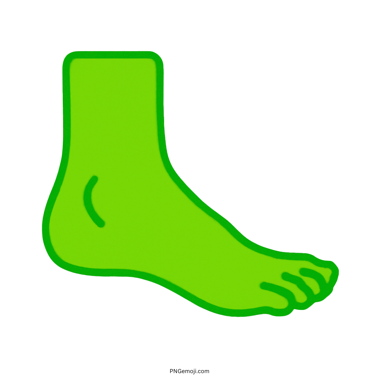 Green foot emoji with outline and transparent background