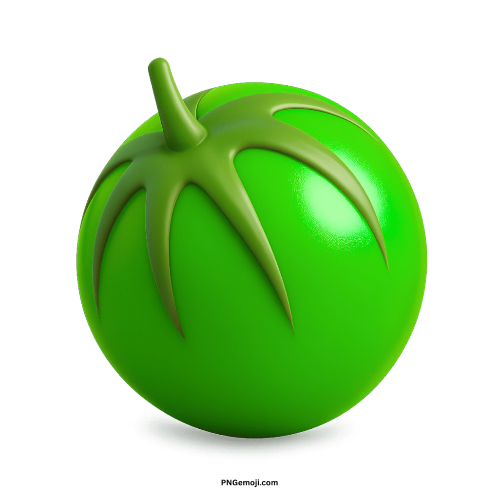 Green melon emoji with fresh green stem glossy fruit icon for chats and designs