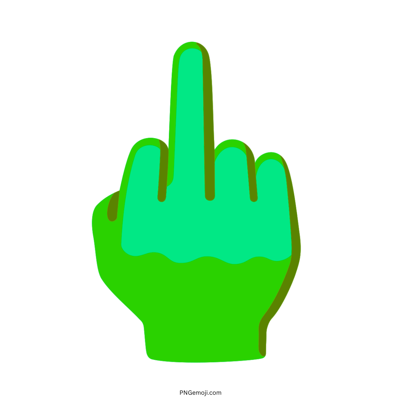  Green hand with raised middle finger emoji, transparent background PNG