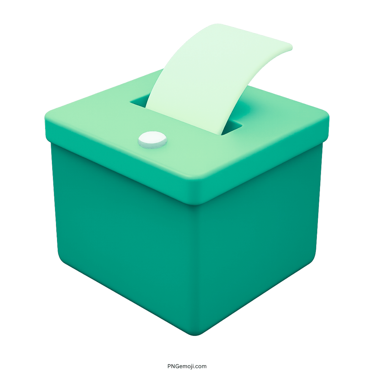Green 3D vote ballot box emoji with paper slip for election and voting visuals