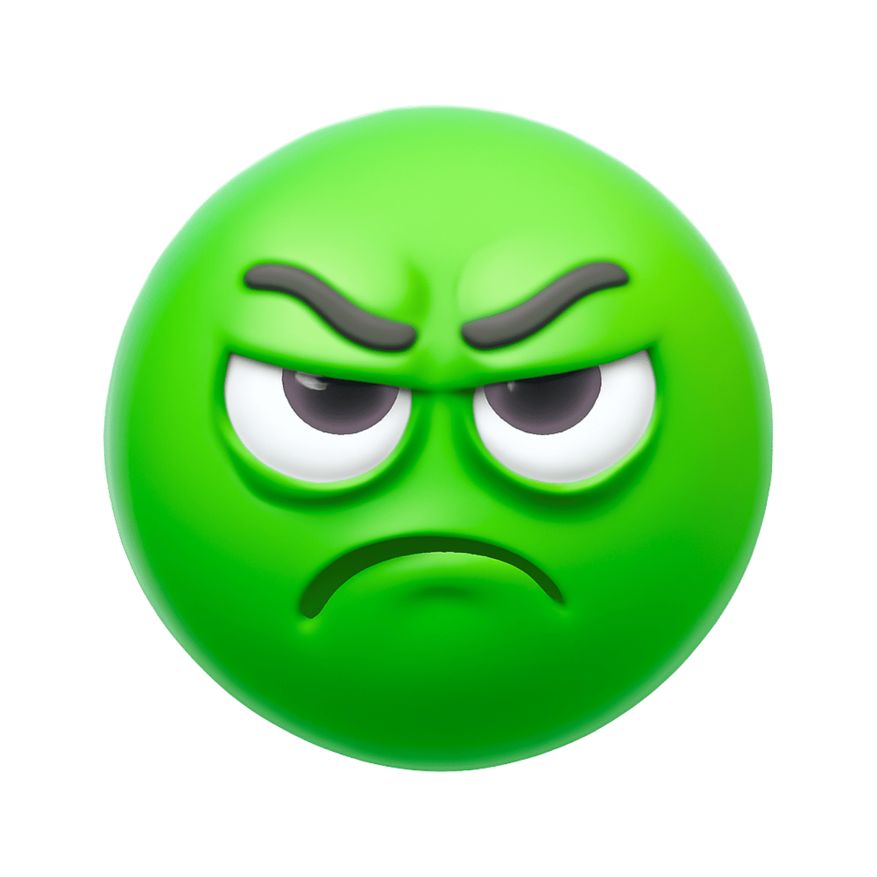3D Grimace Emoticon Emoji with a green face showing a grumpy expression