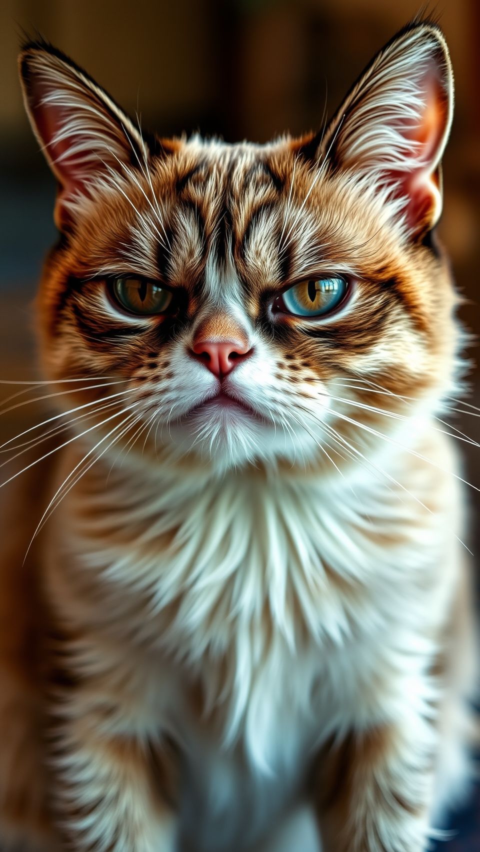 Closeup of grumpy cat wallpaper showing angry feline face with detailed fur texture