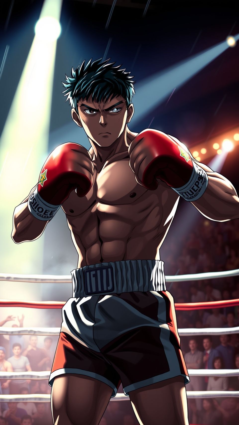 Hajime no Ippo anime wallpaper featuring Ippo Makunouchi in intense boxing ring fight scene