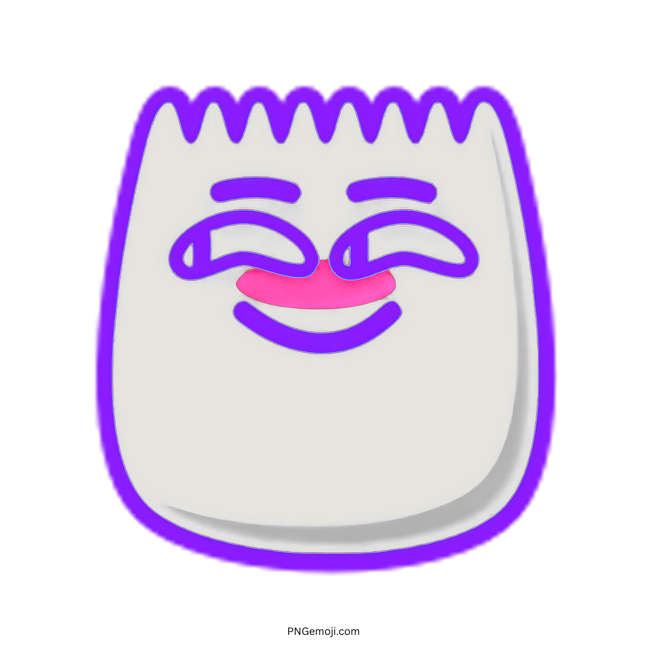Hehe TikTok emoji laughing face with a playful expression and purple outline