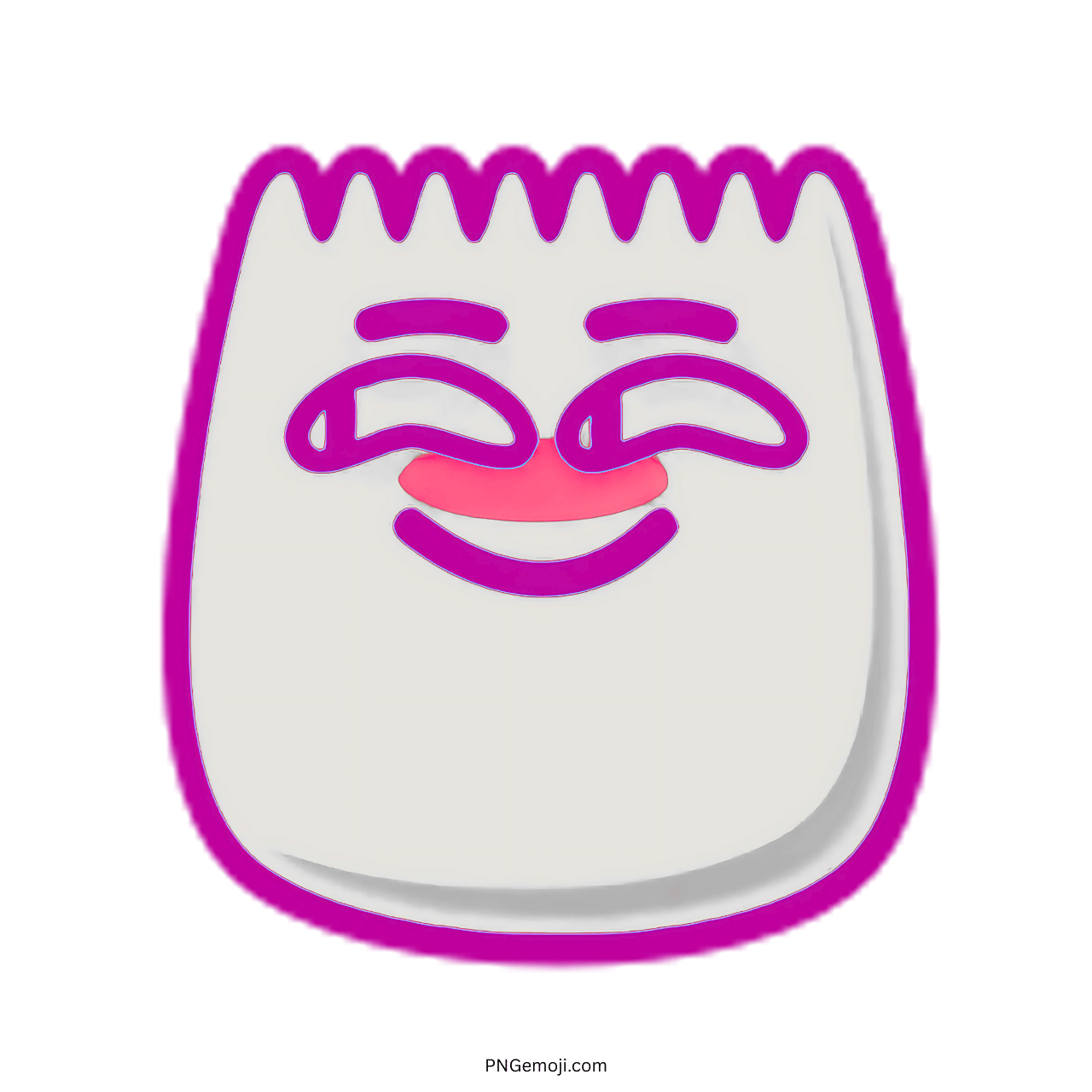 Hehe TikTok emoji laughing face with a playful expression and purple outline