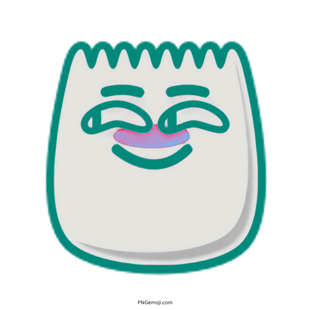 Hehe TikTok emoji laughing face with a playful expression and teal outline
