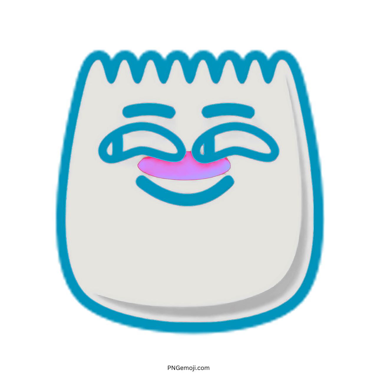 Hehe TikTok emoji laughing face with a playful expression in bright blue outline