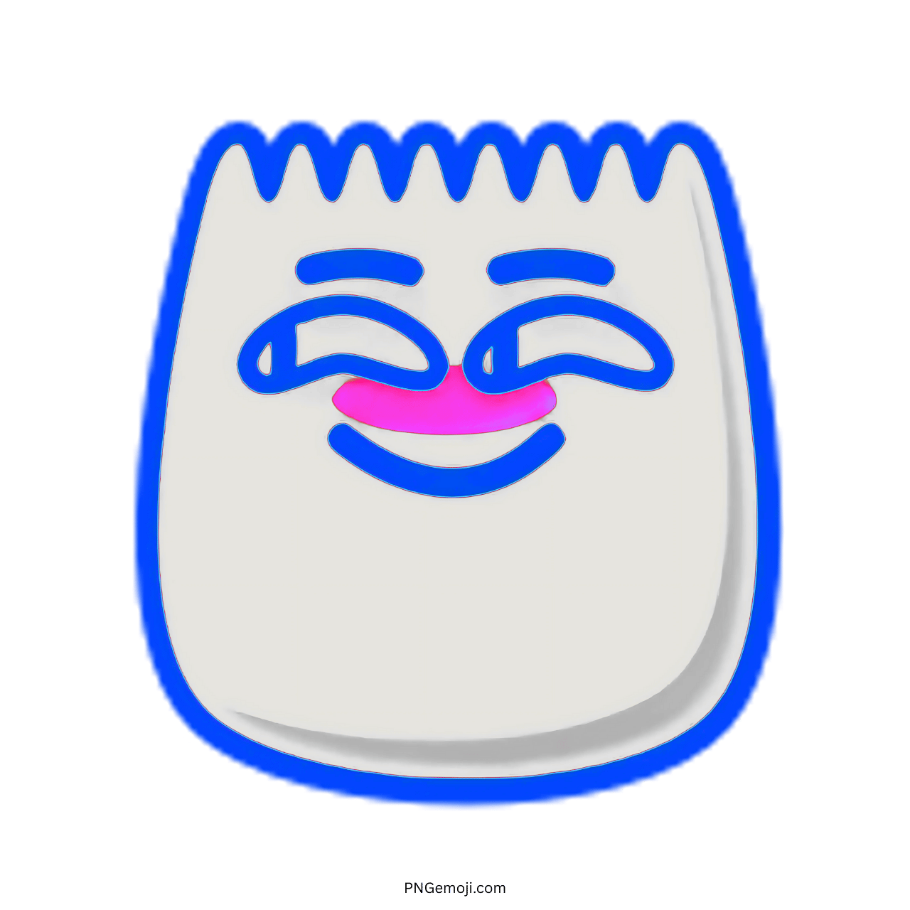 Hehe TikTok emoji featuring a smiling face with a pink nose and blue outline.