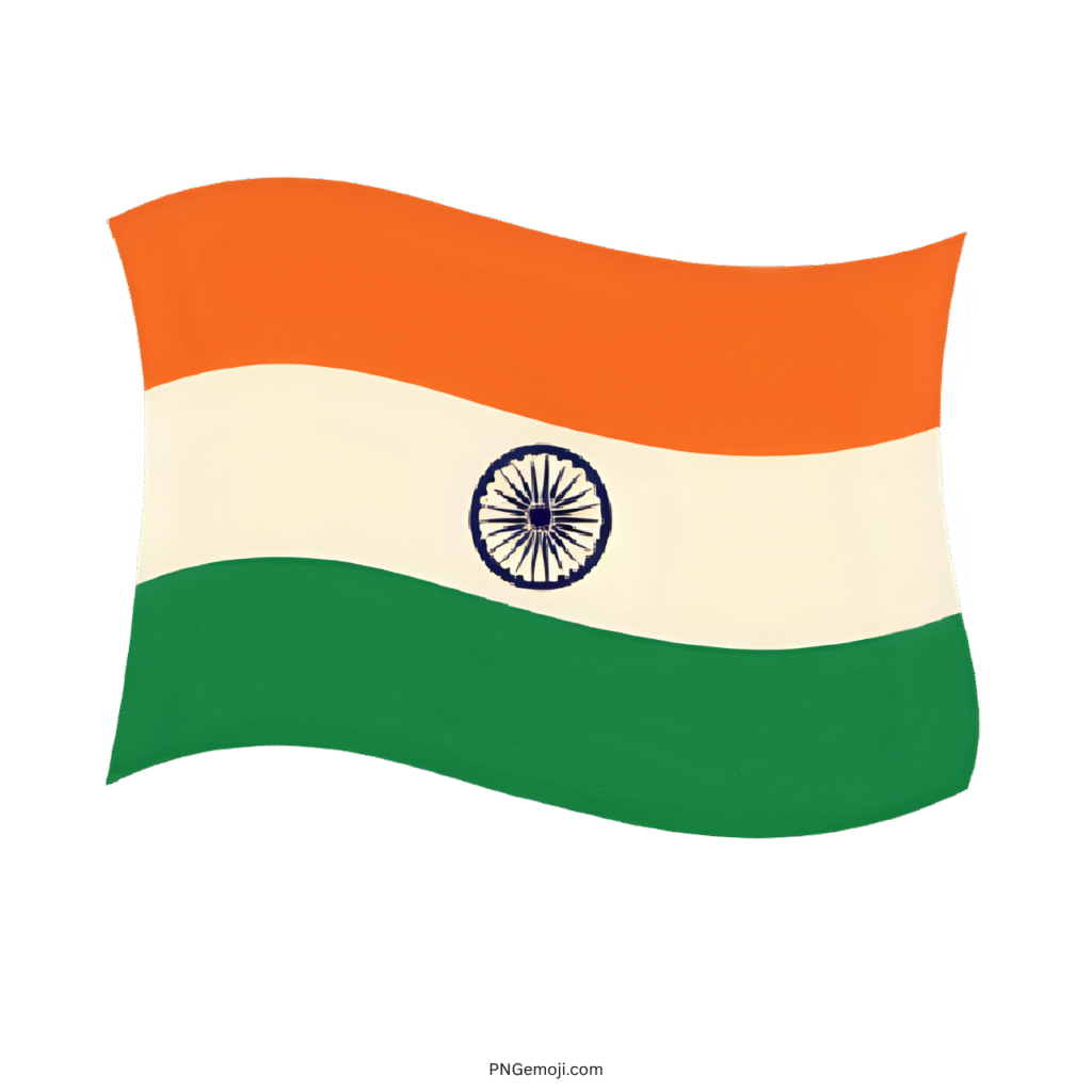 Illustrated waving Indian national flag with saffron, white, green colors and Ashoka Chakra
