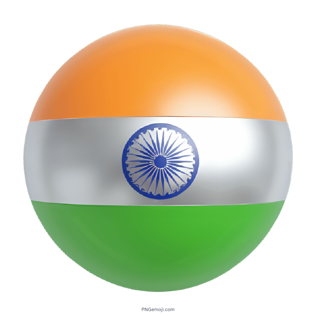 3D spherical Indian flag emoji with tricolor and Ashoka Chakra in center