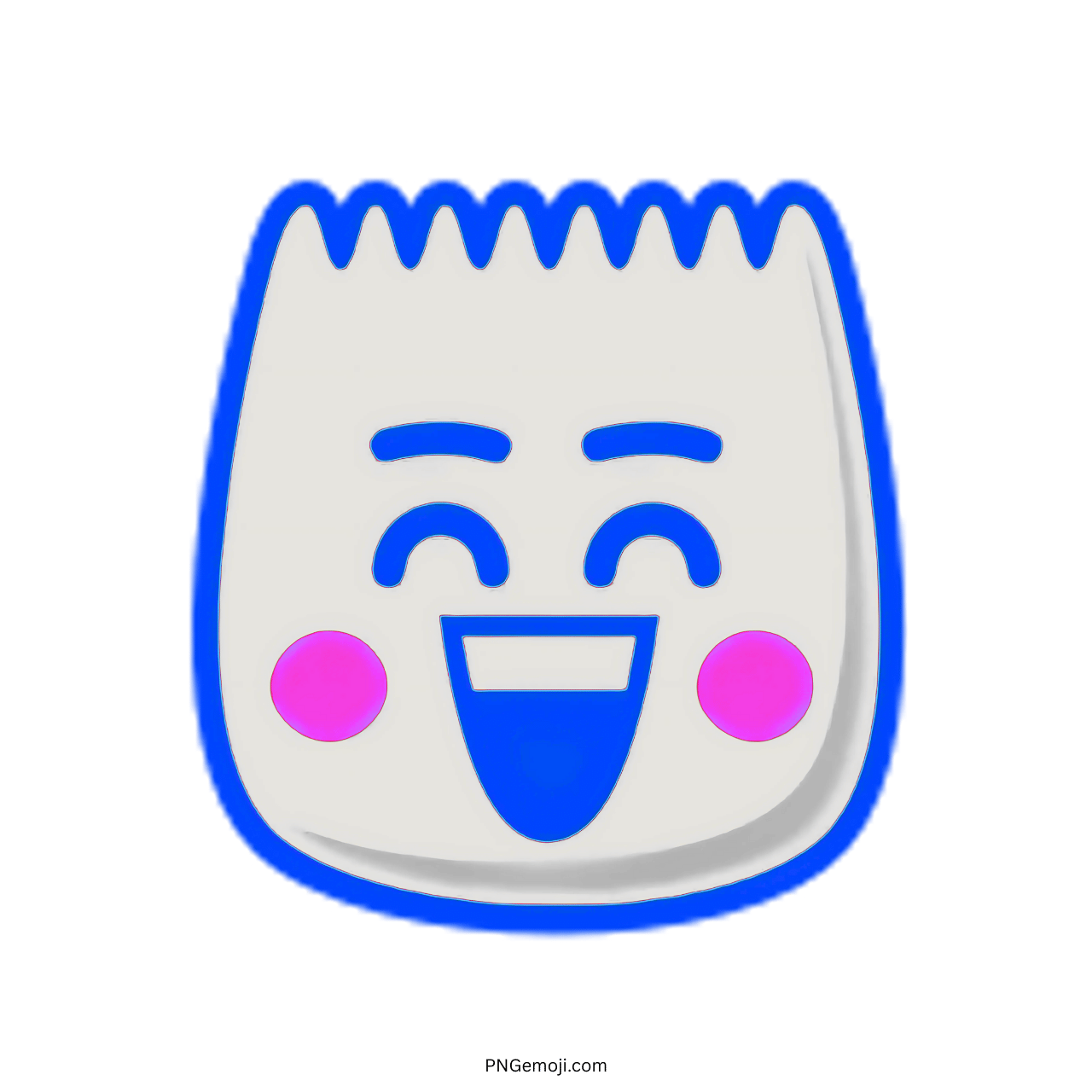 Joyful TikTok Emoji 3D PNG with pink cheeks and smiling face, transparent background
