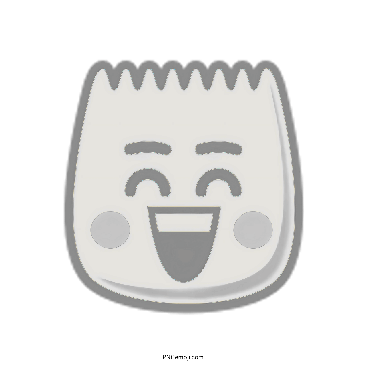 Gray TikTok 3D emoji with happy smile, gray cheeks, and outline